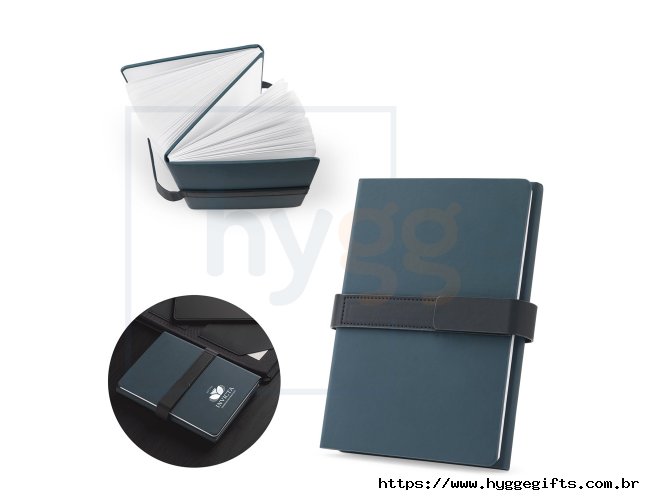 HILST. Caderno A5 com capa dura em 80% materiais reciclados (PU reciclado e poliéster reciclado) estruturado em duas par