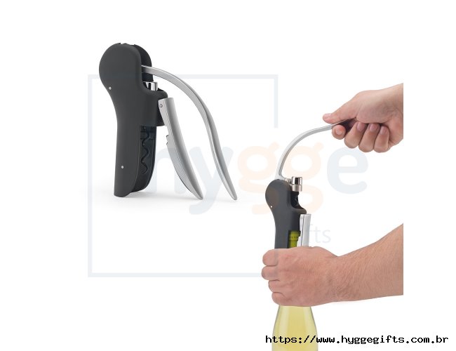 LAGREIN. Saca-rolhas em ABS e zinco com alavanca automática para abertura fácil