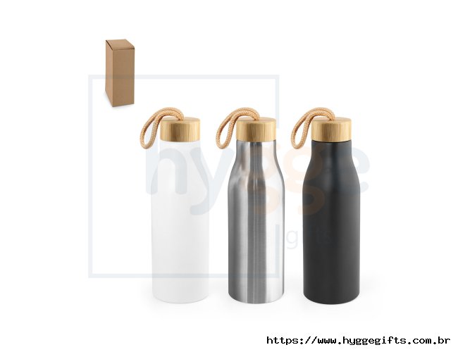 TOOMEY. Squeeze em aço inox 90% reciclado, de parede simples e acabamento em mate 570 mL