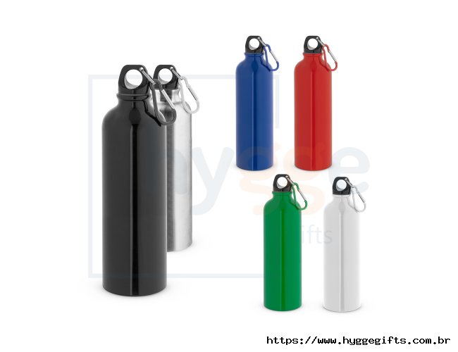 Squeeze esportiva em aço inox de parede simples com mosquetão 790 mL