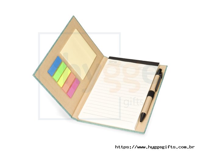 Bloco de Anotações com Autoadesivos e Caneta