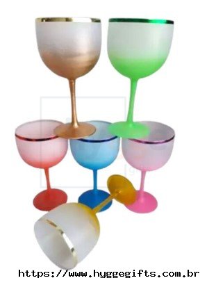 Taça Gin Degradê Borda Metalizada
