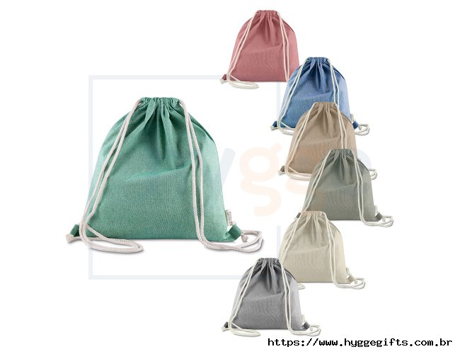 Sacola/Mochila em algodão mescla reciclado 140g/m²